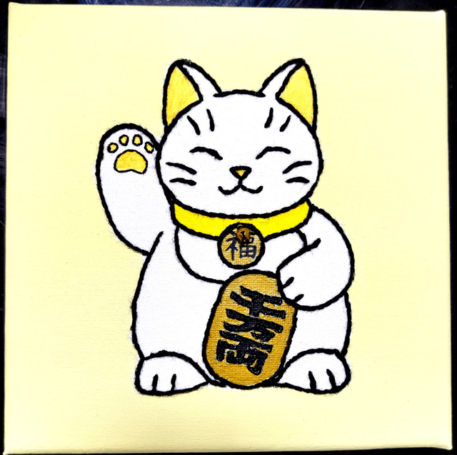 Toile brodée Lucky Cat (Maneki Neko)
