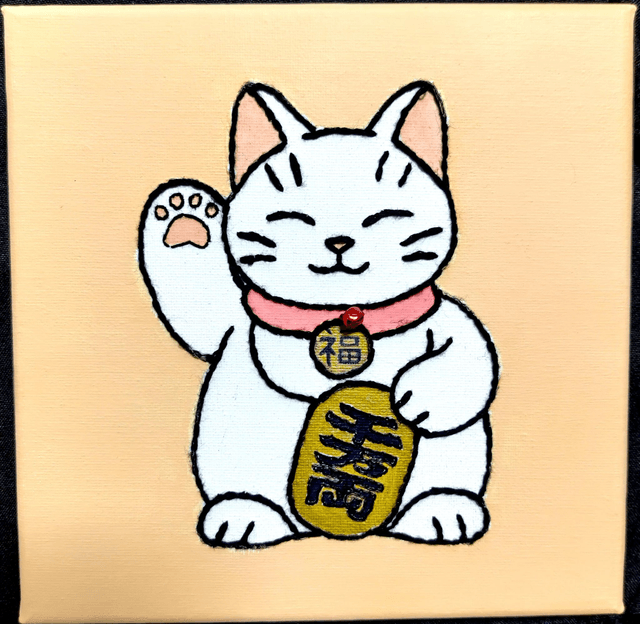 Toile brodée Lucky Cat (Maneki Neko)
