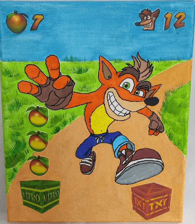 Toile brodée Crash Bandicoot