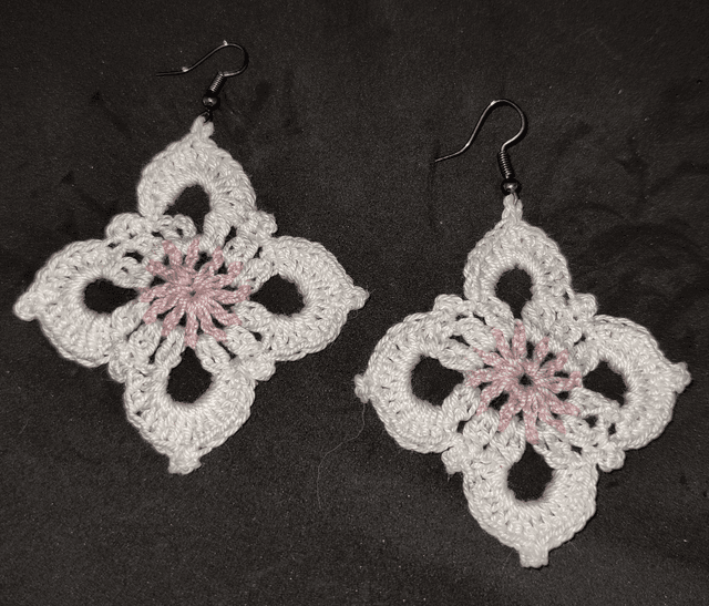 Boucles d&#039;oreilles losange blanc et rose